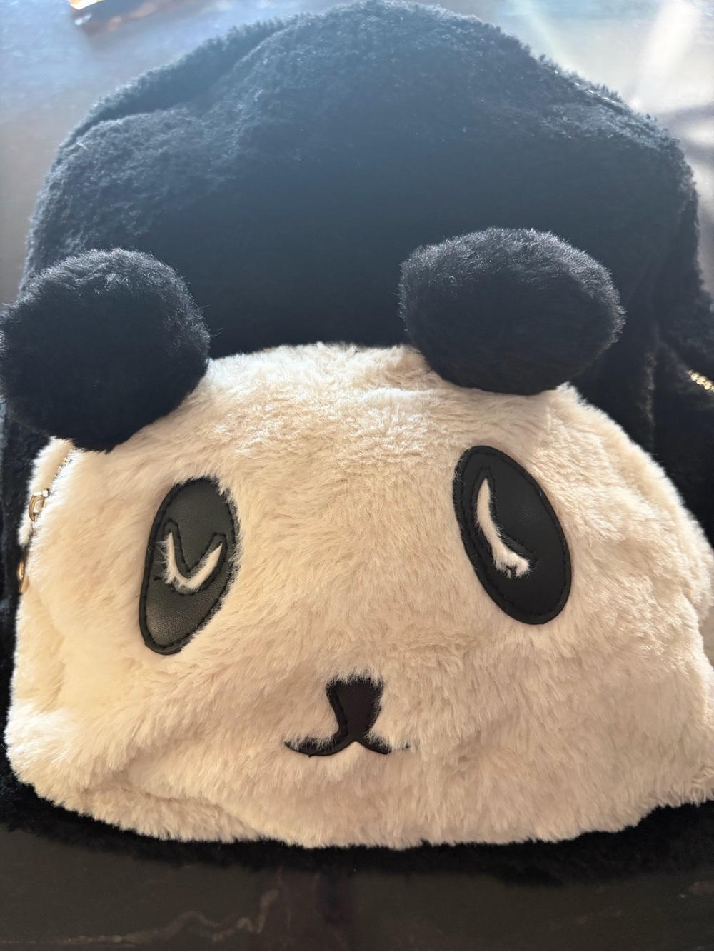 Plush Panda bag pack - Soft Black and Cream Animal y2k